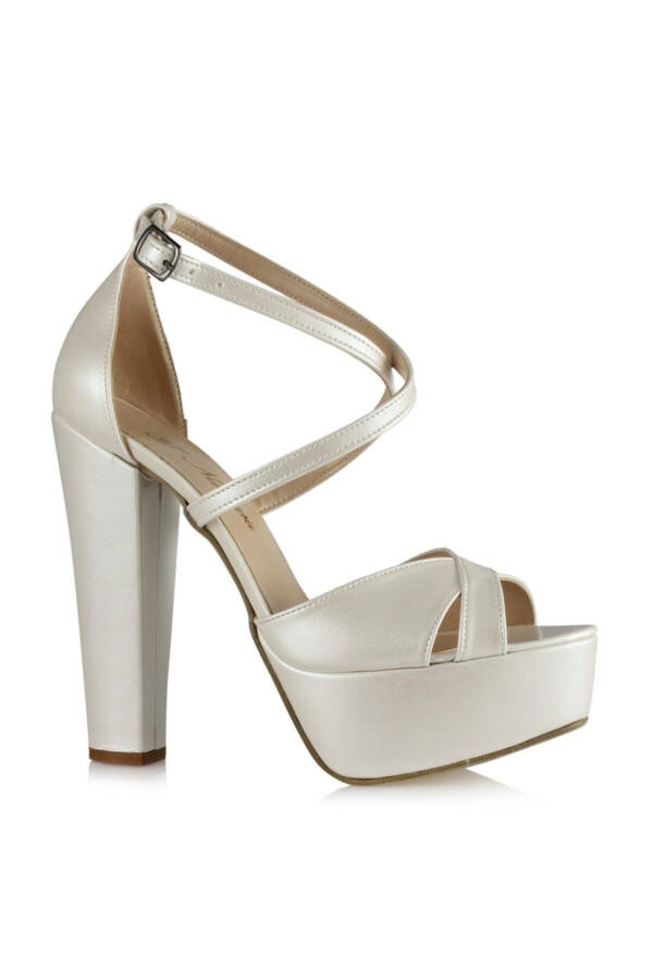 Bridal Platform Sandal with Cross Straps - 4