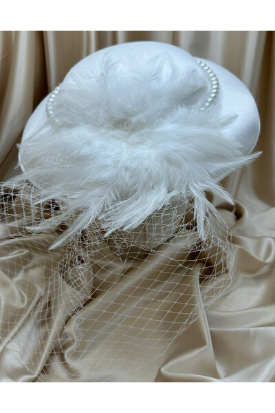 Bridal Veil with Feather Detail and Net - 2