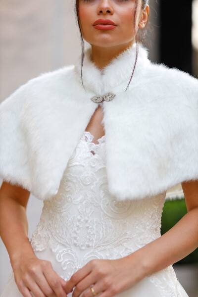 Bride's Etol, Fur, Jacket, Fur Short Cape Broken White - 4