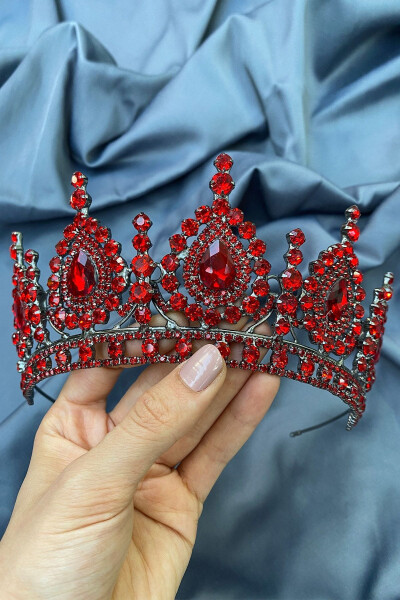 Bride's Henna Crown with Ahu Drop Crystal Stones - 3