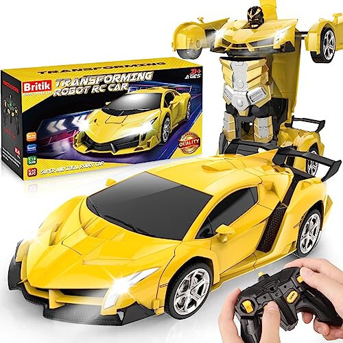 Britik Transform Remote Control Car Toy for Kids 4 5 6 7 8, Remote Control Car for Boys 4-7, Transform Cars for Boys 4-6, Toy Car 5 Year Old Boy, Toys for 3 4 5 6 7 8 9 10 11 12 Years Old Boy - 1