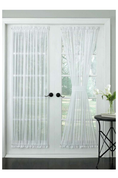 Briz Rod Ultra Pleated Plain Voile Curtain Suitable for Doors & Windows, Includes 2 Accessories - 2