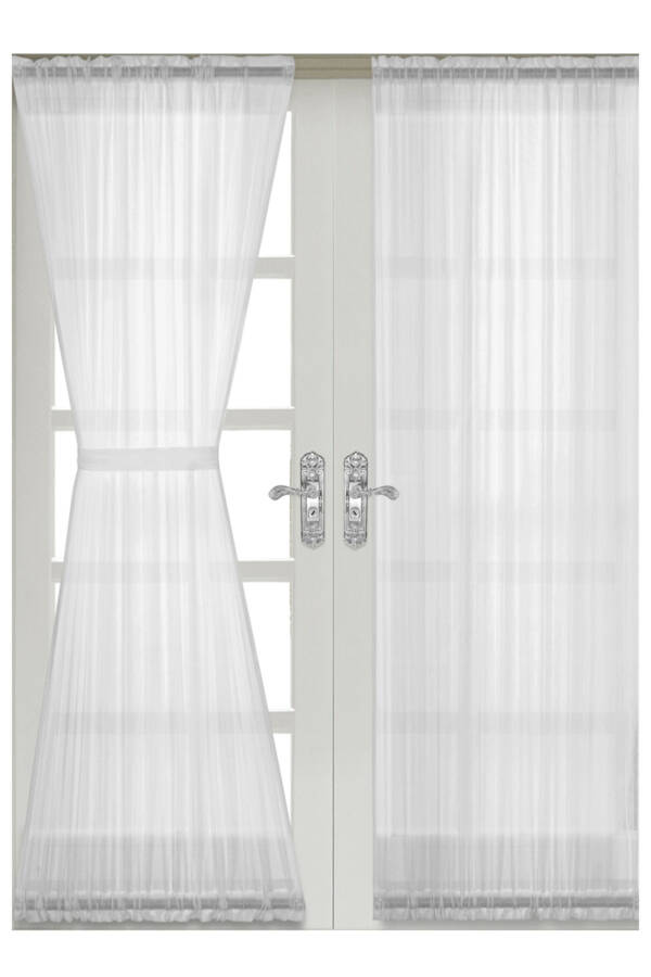 Briz Rod Ultra Pleated Plain Voile Curtain Suitable for Doors & Windows, Includes 2 Accessories - 4