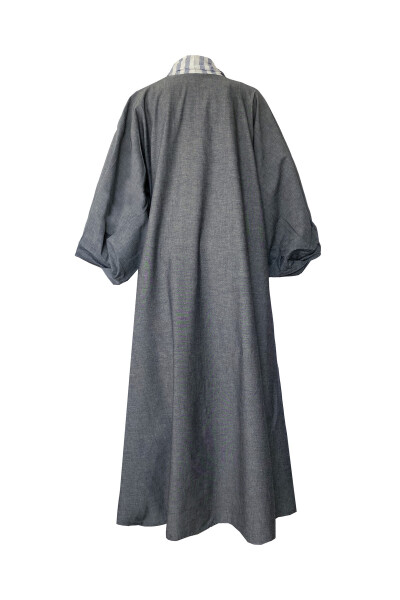 Brocade Linen Kaftan Grey - 13