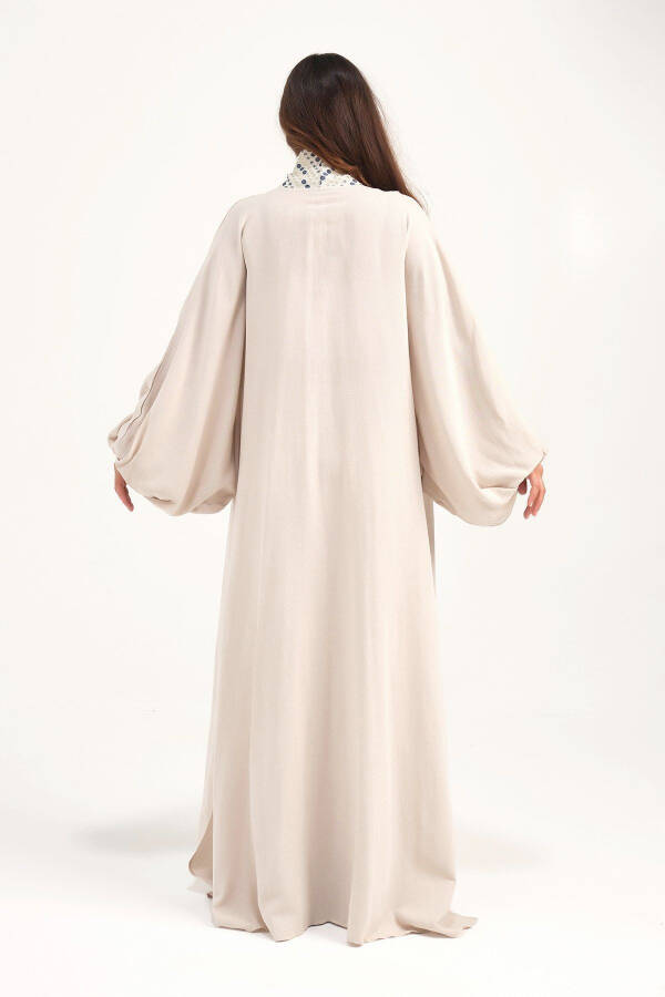 Brokad Tikilgan Zig'ir Kaftan Bej - 3