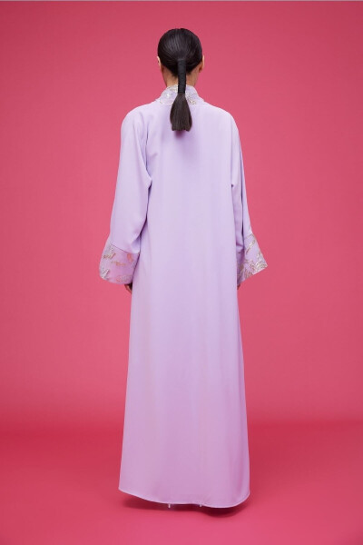 Brokar Garnili Abaya Lila & Şal - 6