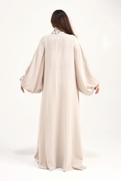 Brokar Patlı Keten Kaftan Bej - 3