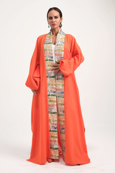 Brokar Patlı Keten Kaftan Oranje - 2