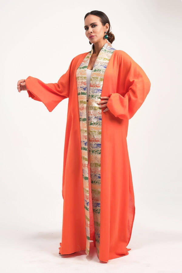 Brokar Patlı Keten Kaftan Oranje - 3