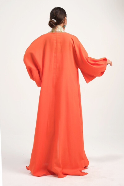 Brokar Patlı Keten Kaftan Oranje - 4