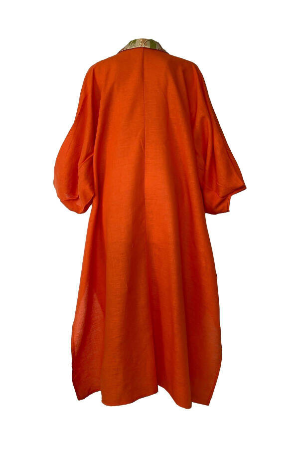 Brokar Patlı Keten Kaftan Oranje - 6