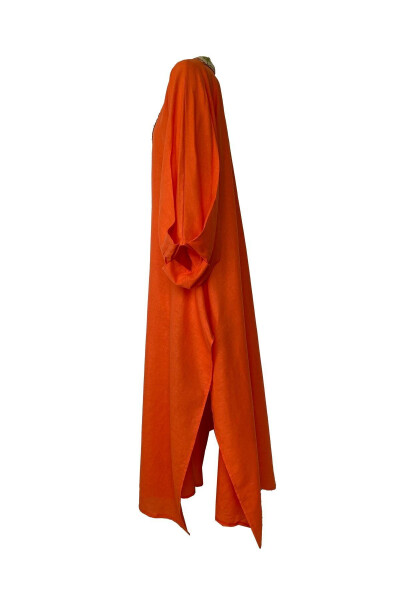 Brokar Patlı Keten Kaftan Oranje - 7