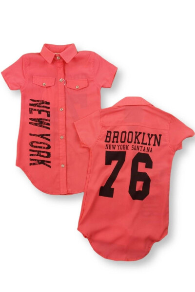 Brooklyn 76 Chiffon Back Printed Girl Shirt Pomegranate Flower - 7