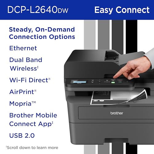 Brother DCP-L2640DW Kablosuz Kompakt Monokrom Çok Fonksiyonlu Lazer Yazıcı, Fotokopi ve Tarama, Çift Taraflı Baskı, Mobil, Siyah Beyaz | Yenileme Aboneliği Deneme Sürümü (1) Dahil, Modazone Dash Yeniden Doldurma Hazır - 6