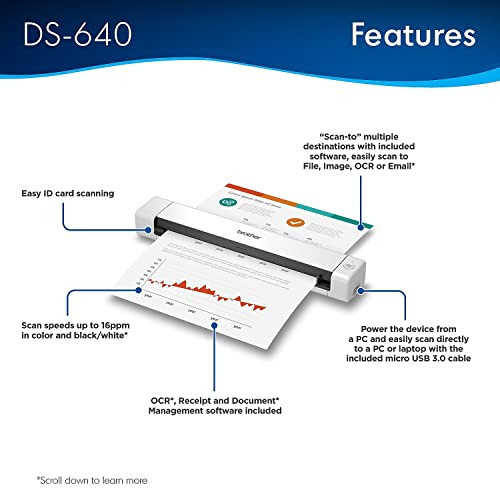 Brother DS-640 Compact Mobile Document Scanner (Model: DS640) - 3