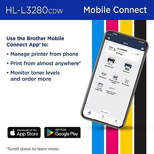 Brother HL-L3280CDW Kablosuz Kompakt Dijital Renkli Yazıcı, Lazer Kalitesinde Çıkış, Çift Taraflı Baskı, Mobil Baskı ve Ethernet | 4 Aylık Yenileme Aboneliği Deneme Sürümü¹ Dahil, Modazone Dash Yeniden Doldurma Hazır - 5