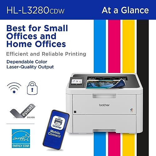 Brother HL-L3280CDW Simsiz ixcham raqamli rangli printer, lazer sifatidagi chiqish, ikki tomonlama bosma, mobil bosma va Ethernet | 4 oylik yangilash obunasi sinov muddati¹ kiritilgan, Modazone Dash to'ldirishga tayyor - 2