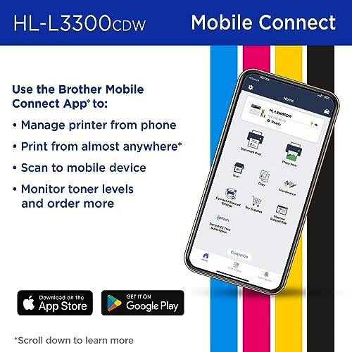 Brother HL-L3300CDW Kablosuz Dijital Renkli Çok Fonksiyonlu Lazer Kaliteli Çıktı, Kopyalama ve Tarama, Çift Taraflı Baskı, Mobil | 4 Aylık Yenileme Aboneliği Denemesi Dahil ¹ Amazon Dash Yeniden Dolum Hazır - 5