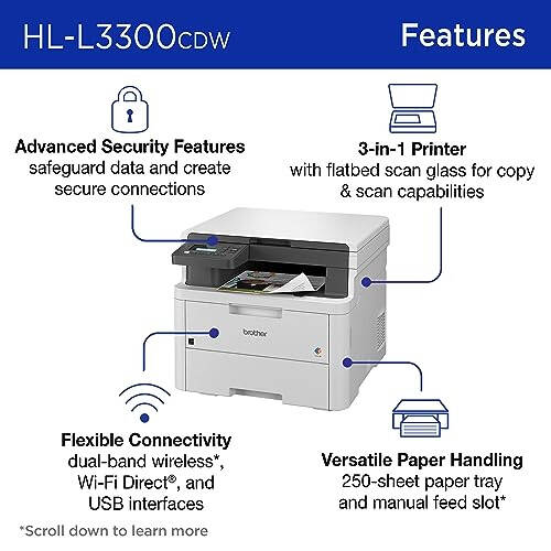 Brother HL-L3300CDW Wireless Digital Color Multi-Function Printer with Laser Quality Output, Copy & Scan, Duplex, Mobile | Includes 4 Month Refresh Subscription Trial ¹ Modazone Dash Replenishment Ready - 3