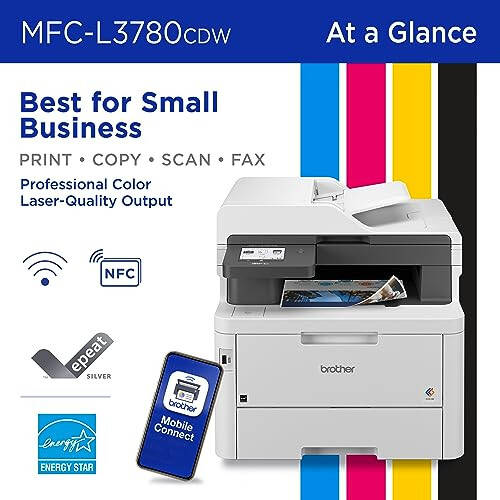 Brother MFC-L3780CDW Wireless Digital Color All-in-One Printer with Laser Quality Output, Single Pass Duplex Copy & Scan | Includes 4 Month Refresh Subscription Trial ¹ Modazone Dash Replenishment Ready - 2