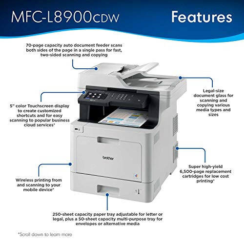 Brother MFC-L8900CDW Business Color Laser All-in-One Printer, Modazone Dash Replenishment Ready - 2