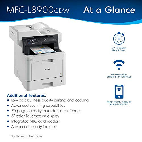 Brother MFC-L8900CDW Business Color Laser All-in-One Printer, Modazone Dash Replenishment Ready - 3