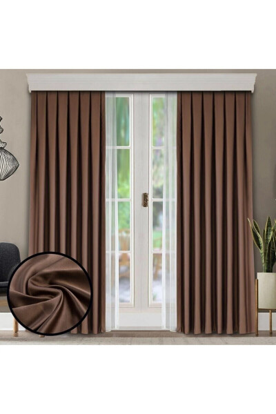 Brown Blackout Sunproof Dimout Curtain - 1