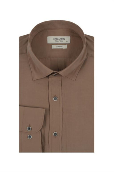 Brown Comfort Fit Normal Collar Shirt - 1