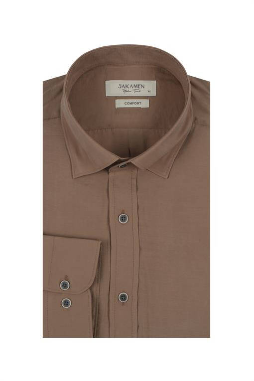 Brown Comfort Fit Normal Collar Shirt - 1