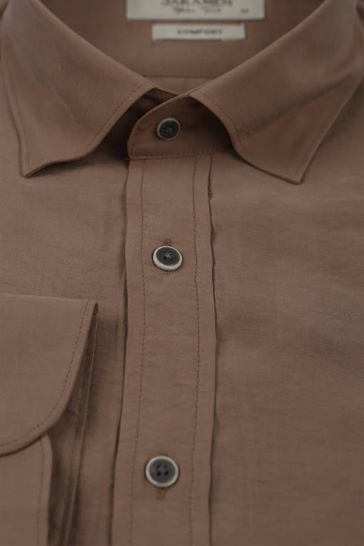 Brown Comfort Fit Normal Collar Shirt - 2