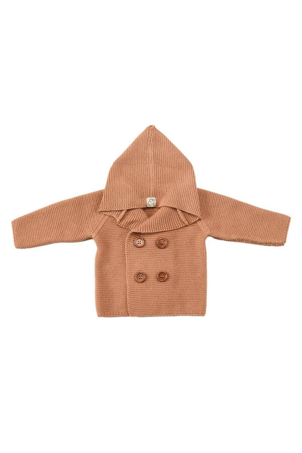 Brown Hooded Crossover Organic Cotton Baby And Child Cardigan - 1