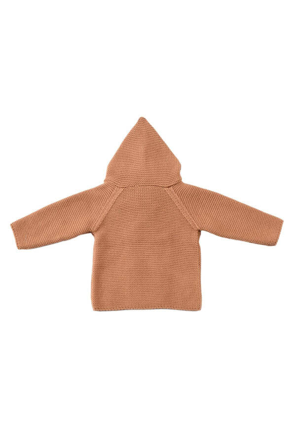 Brown Hooded Crossover Organic Cotton Baby And Child Cardigan - 2