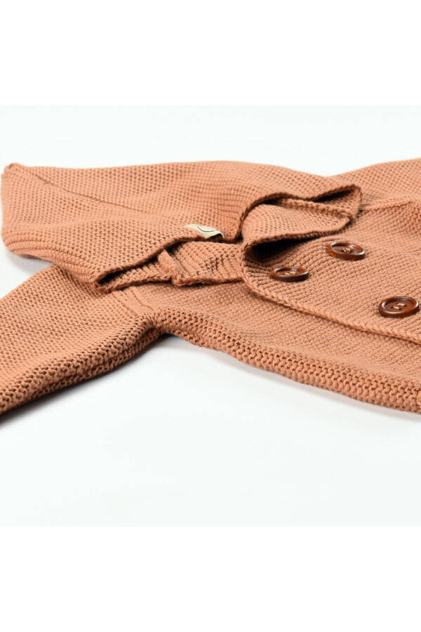 Brown Hooded Crossover Organic Cotton Baby And Child Cardigan - 3