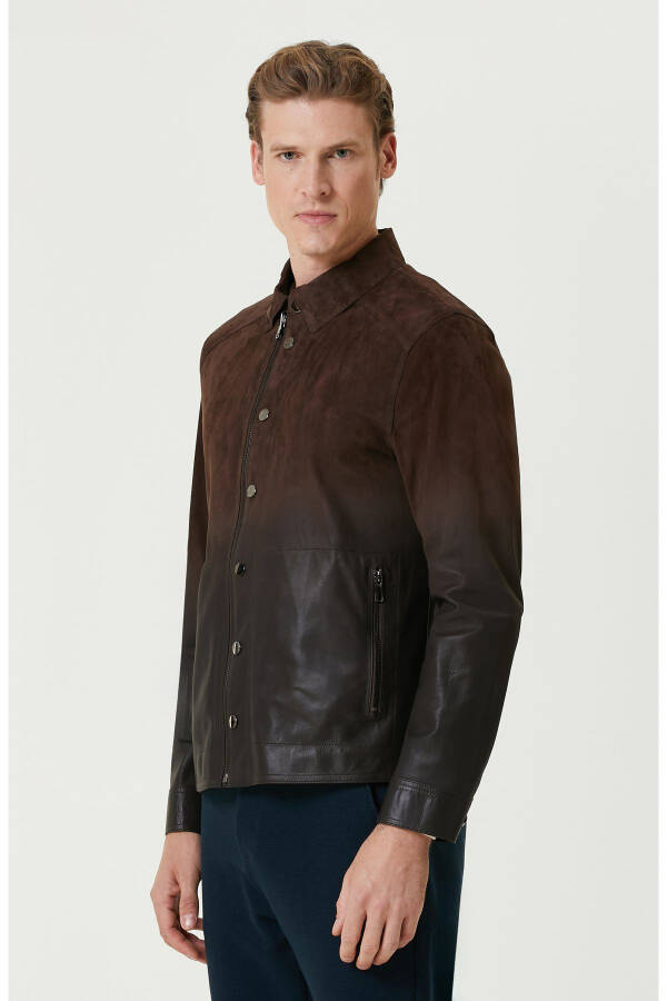 Brown Leather Coat - 5