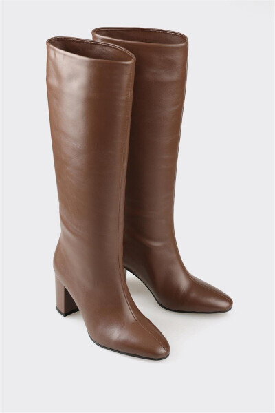 Brown leather women's boots - 2