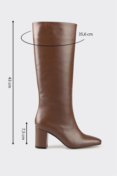 Brown leather women's boots - 5