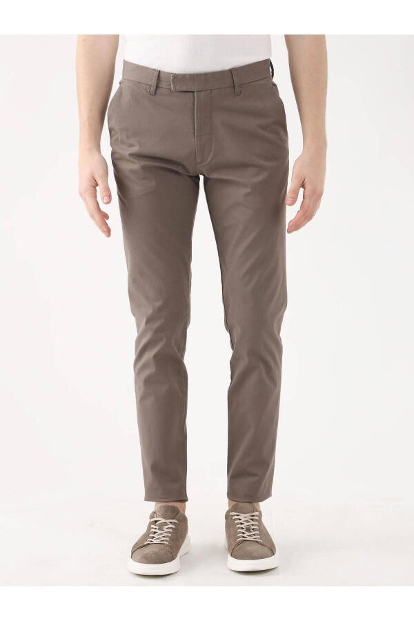 Brown Men's Plus Size Plain Pants - 95414 - 7