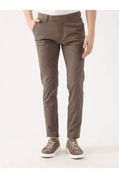 Brown Men's Plus Size Plain Pants - 95414 - 9