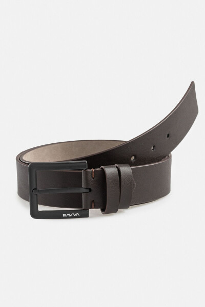 Brown plain men's belt A41y9301 - 4