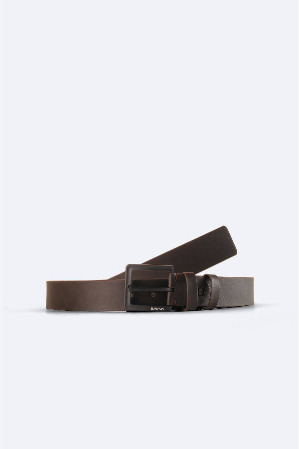 Brown plain men's belt A41y9301 - 1