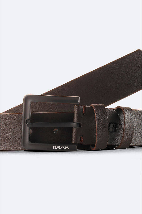 Brown plain men's belt A41y9301 - 2