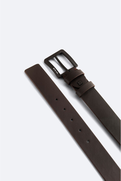 Brown plain men's belt A41y9301 - 3