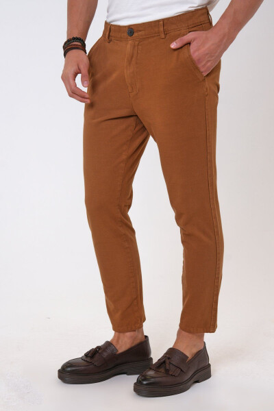 Brown Slim Fit Cotton Chino Pants - 2