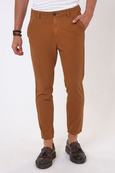 Brown Slim Fit Cotton Chino Pants - 3