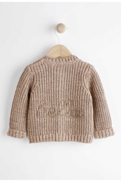 Brown Thick Knit Baby Cardigan - 2