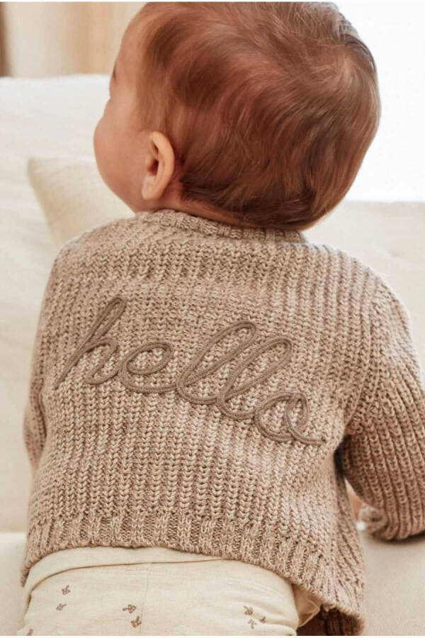 Brown Thick Knit Baby Cardigan - 4