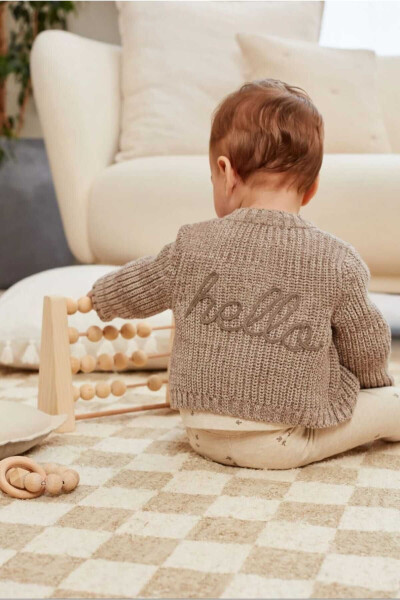 Brown Thick Knit Baby Cardigan - 5