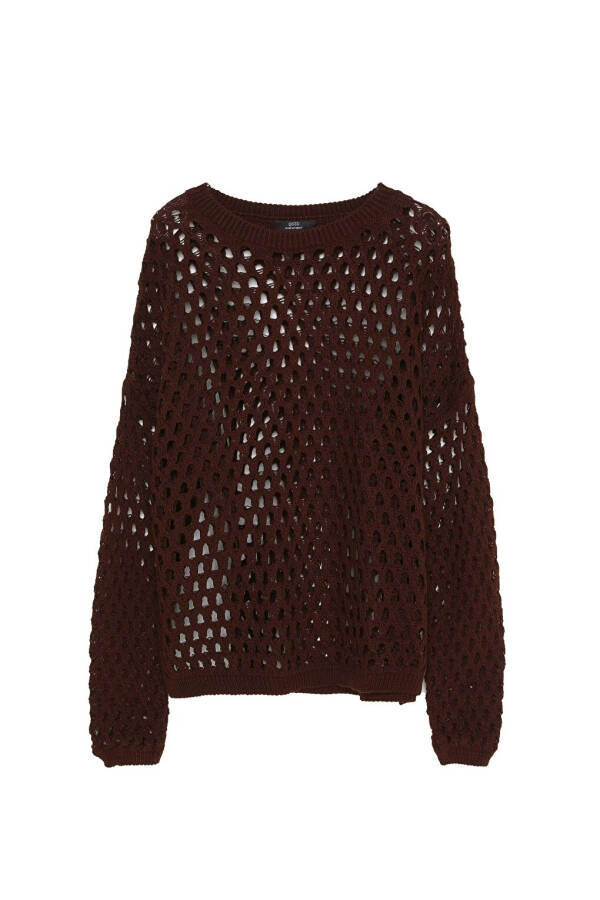 Brown Thin Knit with Lace Detail - 1