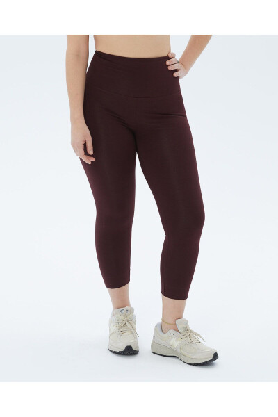 Brown Women's Organic Cotton Certified High Waisted 7/8 Short Basic Leggings - 7