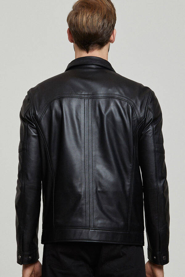 Bruno Men's Black Leather Jacket 21wge64011m - 4